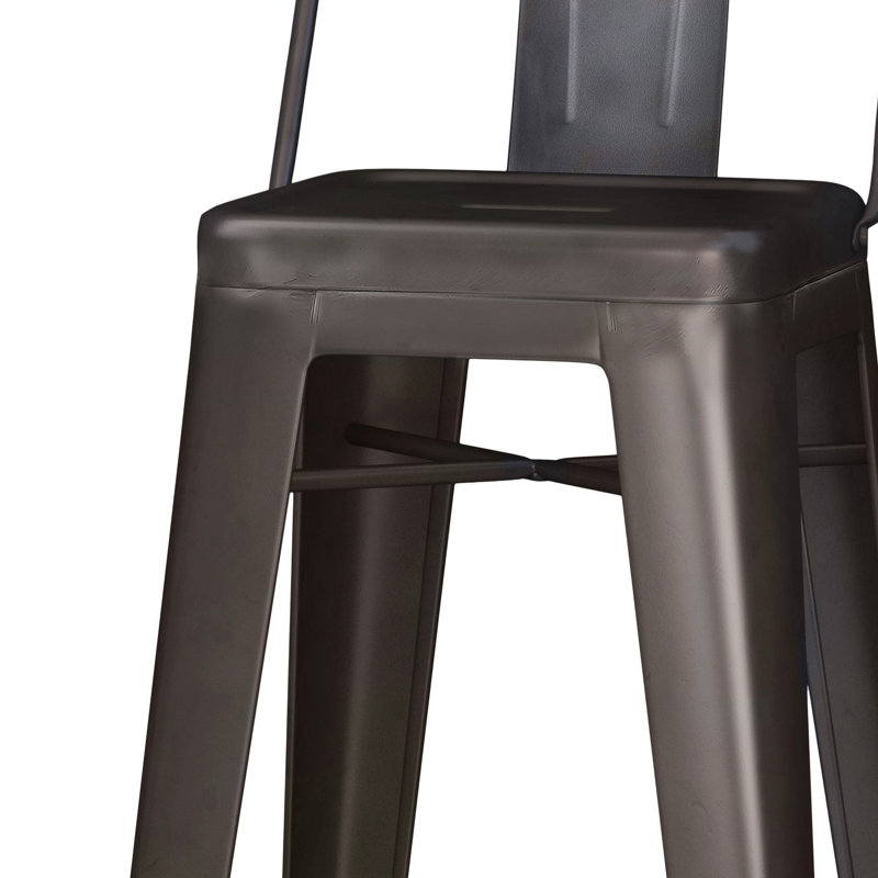30" Metal Bar Stool (Set Of 2), Gray Brown