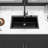 33X22" Quartz Composite Kitchen Sink, Black Granite Feel, Surface Composite, Strong And Hygienic