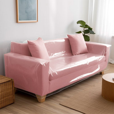Clear Thick Plastic Couch Cover for Moving & Storaging, Heavy-Duty PVC Sofa Cover against Pet Clawing