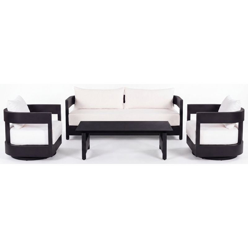 Ensemble 2 chaises de patio pivotantes Everlee + canapé de patio + table basse