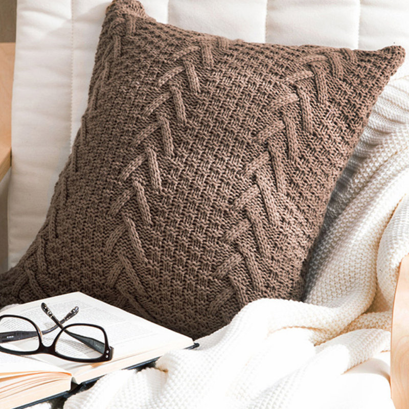 (With Or Without Insert) Pack of 1 Nordic Square Faux Fur Pillow, Pillow Cover, Light Brown