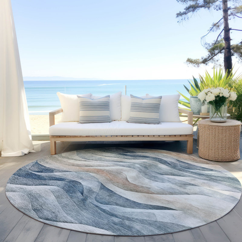 Tapis intérieur / extérieur bleu Arionelle, 8 pi x 8 pi