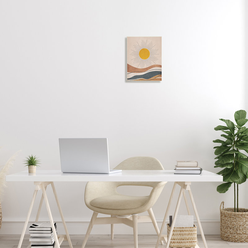 «Abstract Sun Shining Desert Brown Lines» par JJ Design House LLC - impression, H 15 po x l 10 po x P 0,5 po, Plaque murale