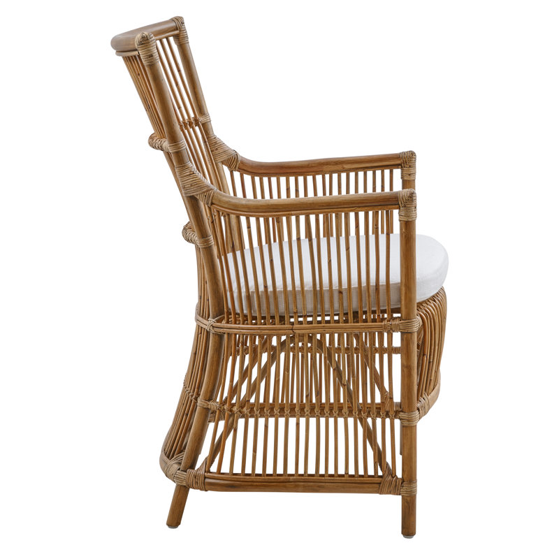 Davinci Rattan Armchair, Antique, Sailcloth Seagull Geometric Sunbrella® Basketweave