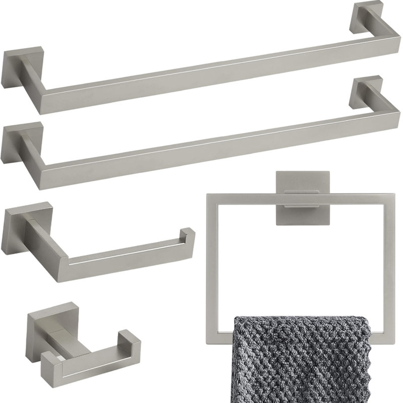 5 - Piece Bathroom Hardware Set, Silver