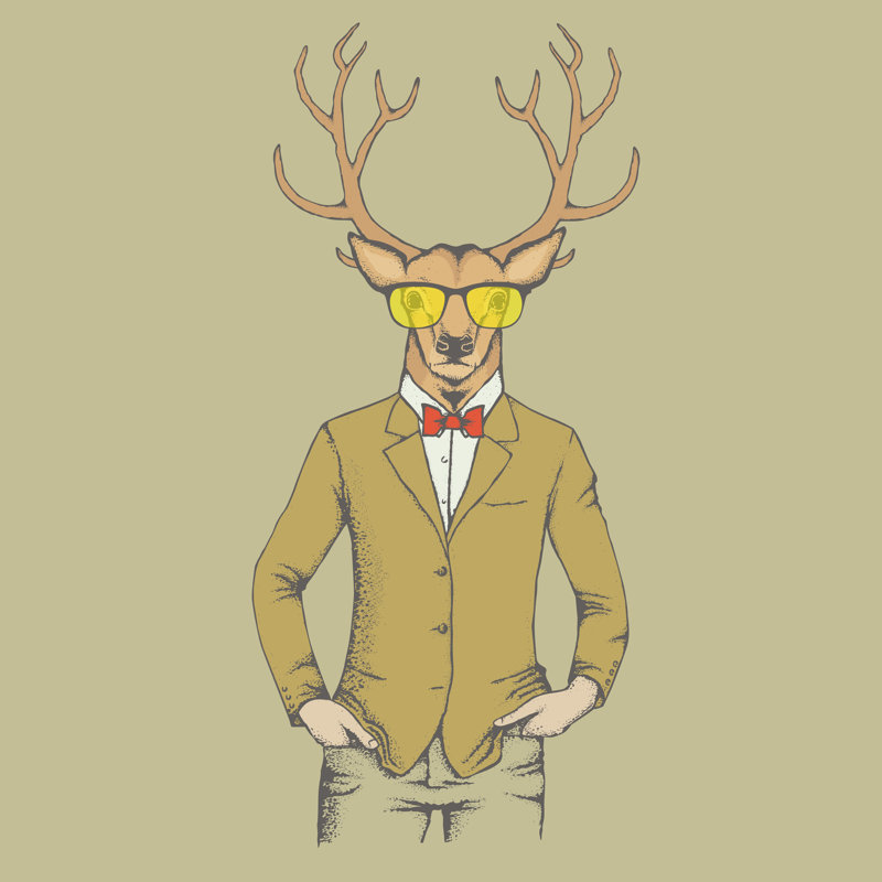 Deer Vector Illustration - Wrapped Canvas Print, 91cm H x 91cm W x 3.8 cm D