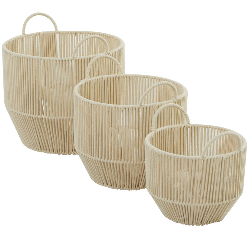 Panier en tissu naturel, H 14,05 po x l 14,25 po x P 14 po