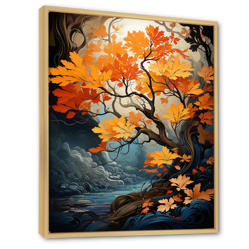 «Maple Tree Neon Vibrancy I» sur toile, Cadre flottant naturel, H 40 po x l 30 po x P 1,5 po