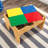 2-in-1 Wooden Activity Table with Board, Train Set and 195 Bricks-15425799