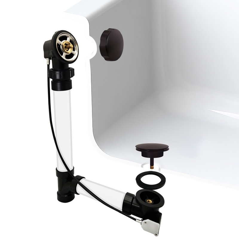Garniture de bonde escamotable pour baignoire 45 "avec trop-plein rotatif à rotule et raccords en ABS Sch. 40, Bronze huilé