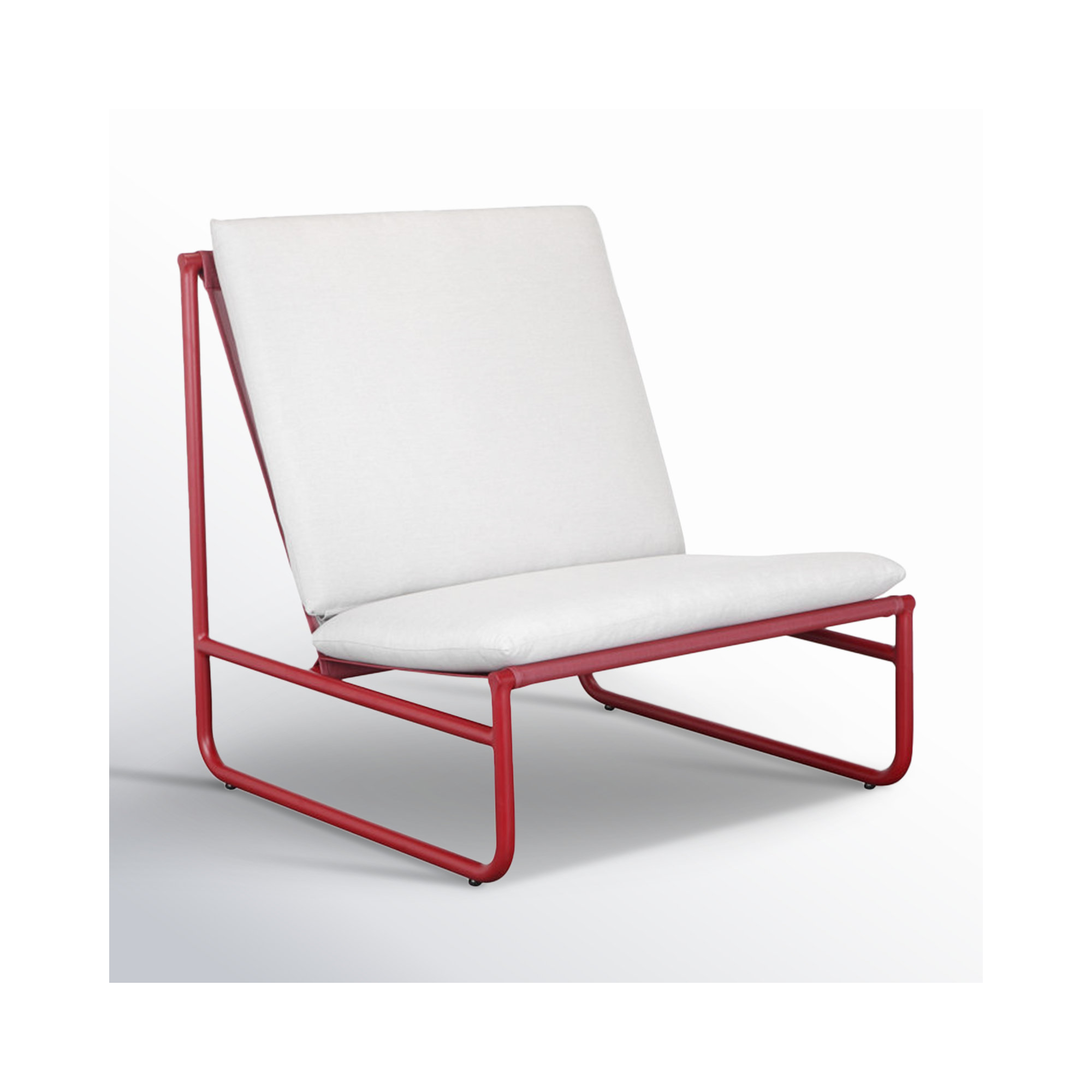 Sean Powder Coated Steel Outdoor Armless Lounge Chair, Red