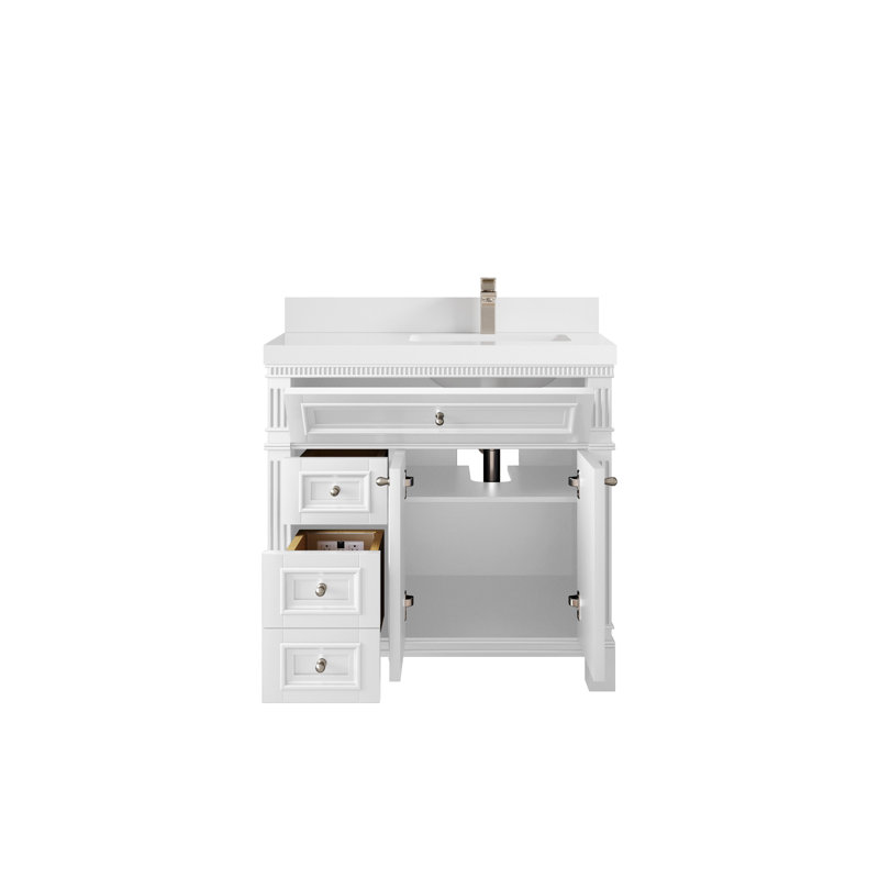 Paris White Freestanding Bathroom Vanity with Quartz Top