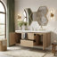 Meuble-lavabo double 59,3 po avec plateau SMC, tiroirs divisés, fixation murale, grande salle de bain