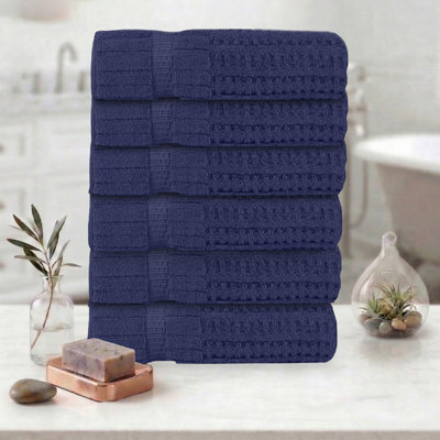 Willow 6 Pieces Towel Set – 100% Combed Cotton, Premium Quality 630 GSM, Navy, Ultra-Soft & Highly Absorbent (6 Bath Towels)