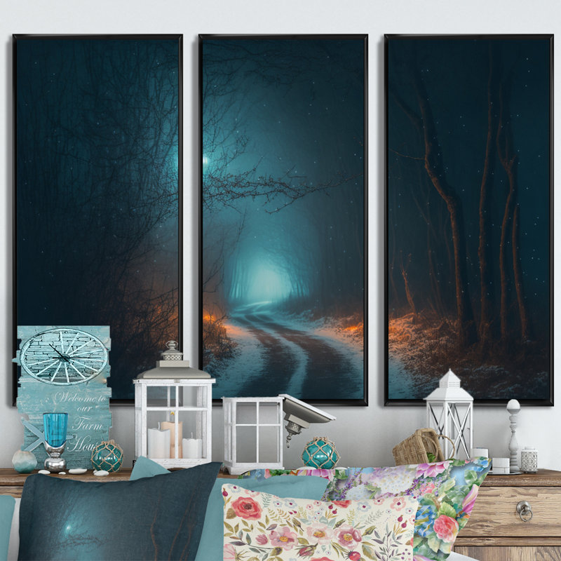 Anagabriela - 3 pièces sur toile, Toile encadrée noire, H 28 po x l 36 po x P 1 po