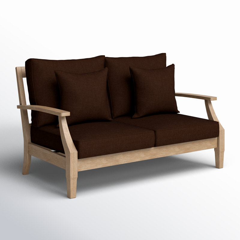 Causeuse avec coussins Samya, Naturel / brun foncé