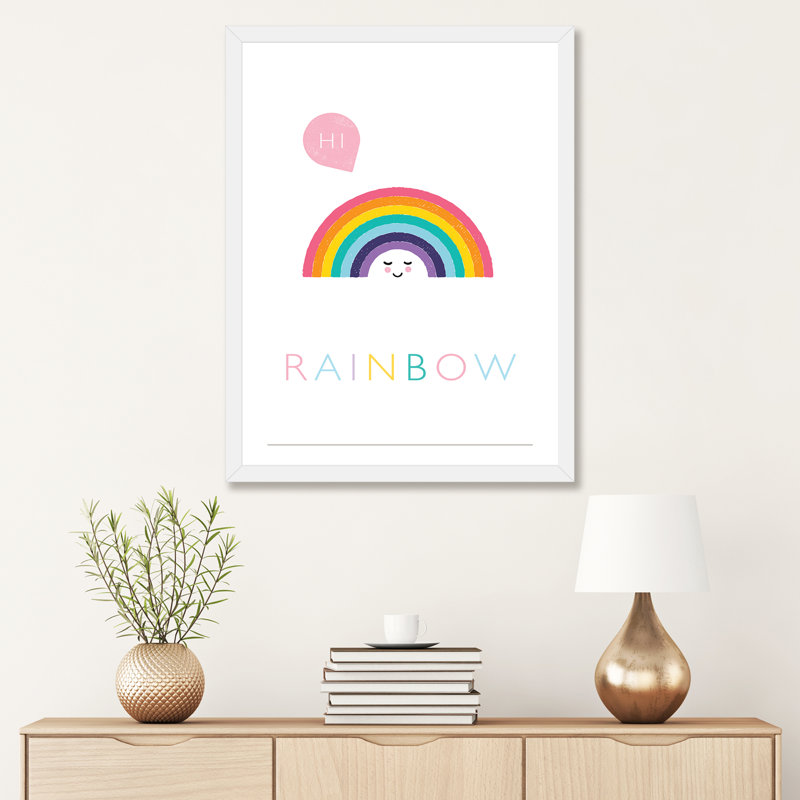 Rainbow - impression d'art graphique, H 32 po x l 24 po x P 1 po, Blanc, Papier encadré blanc