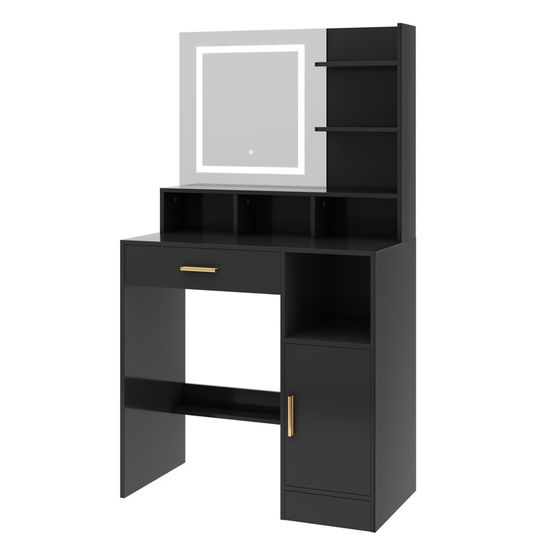 Dressing Table with Mirror, Black