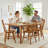  17.5" W Farmhouse Windsor Solid Wood Dining Chairs, Side Chairs Set of 6, Walnut-1939148411-1939148391