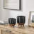 Masanari Modern Mortar Two Tone Flower Pot Planter Cachepot Set Of 2 Sizes - Black And Walnut