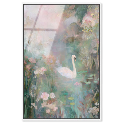 «White Swan», reproduction d'art encadrée par Art Remedy, cadre blanc, 10 x 15