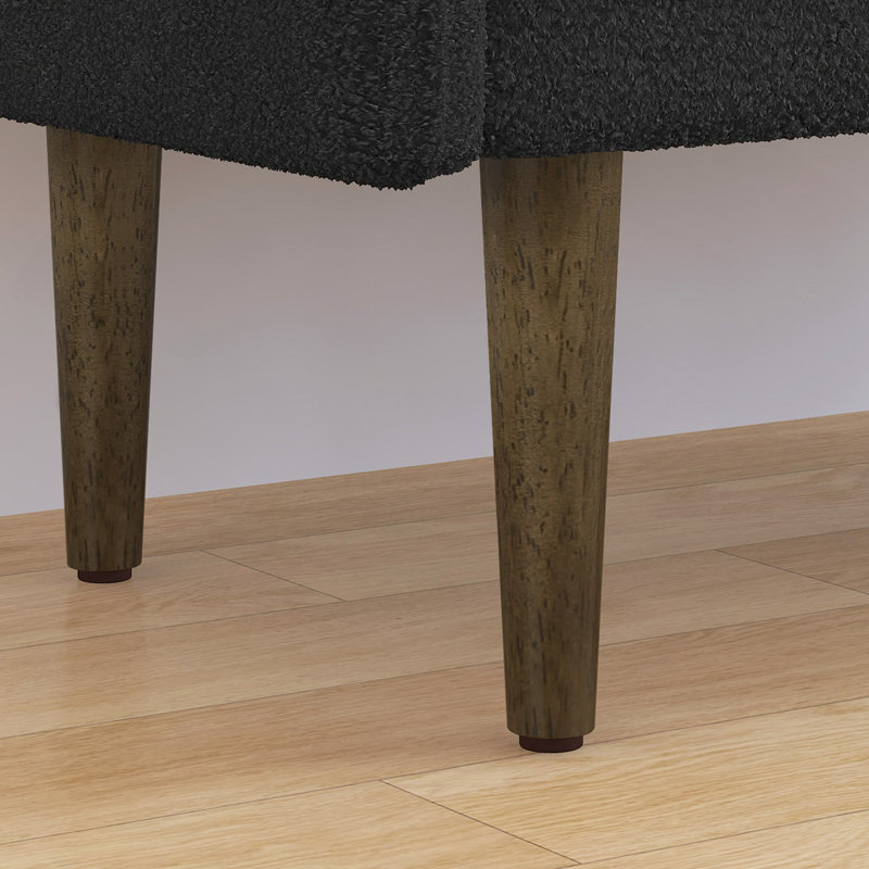 Teddy Velvet Storage Stool, ,With Storage Space, Suitable For Apartments, Living Rooms And Bedrooms, Black