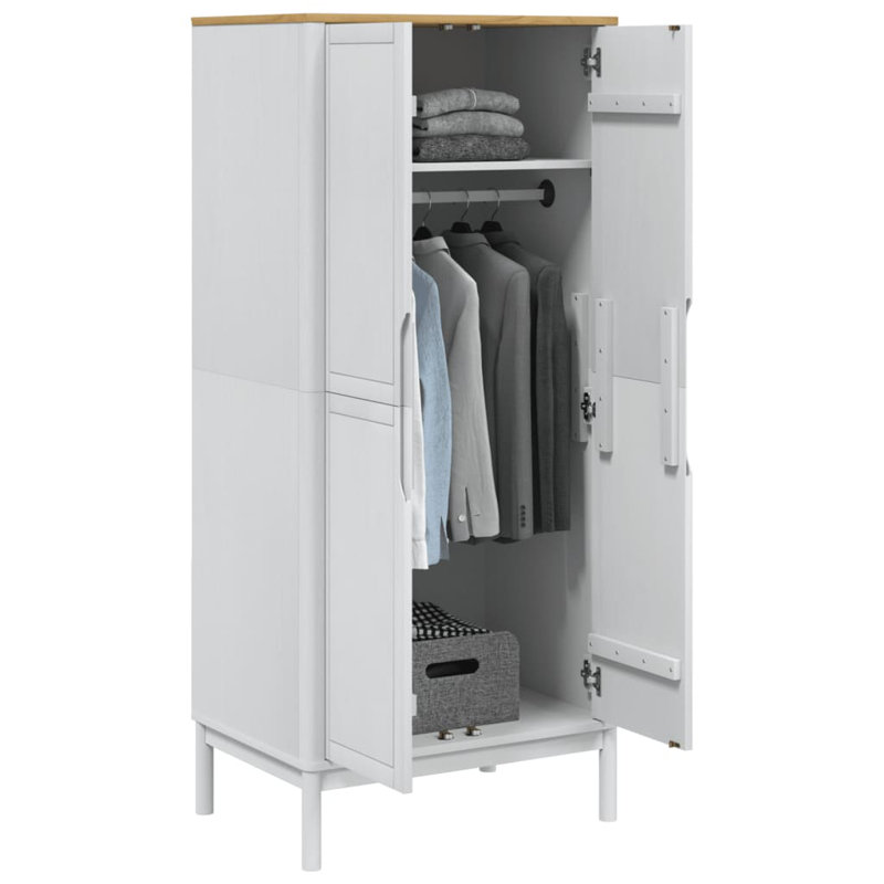 Pine Wood Wardrobe, White