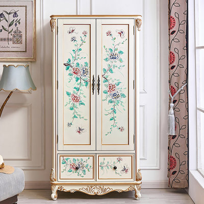 European-Style Retro Painted Solid Wood Wardrobe