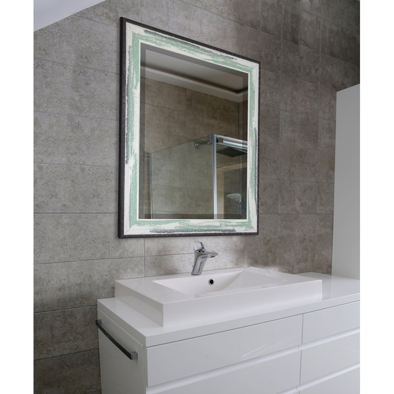 Solid Wood Flat Wall Mirror, Seafoam, 35.5" H x 35.5" W