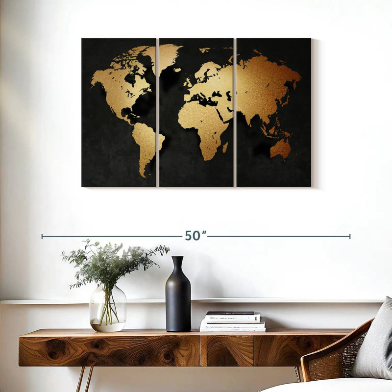 «Gold Map», reproduction sur toile, H 38 po x l 24 po x P 1,25 po