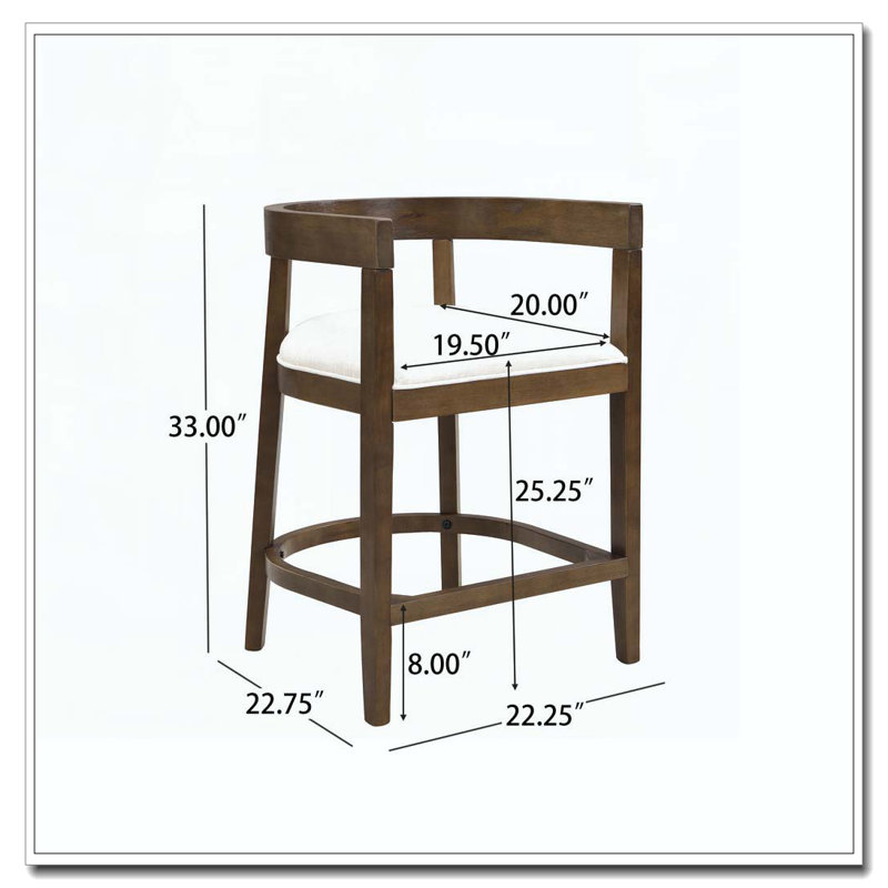 Tabouret de comptoir en bois d'hévéa, Noyer