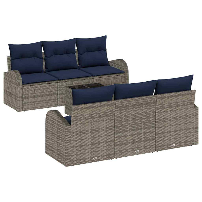  Ensemble de canapé de jardin 7 pièces 55 x 55 x 37 cm en rotin de polyester gris