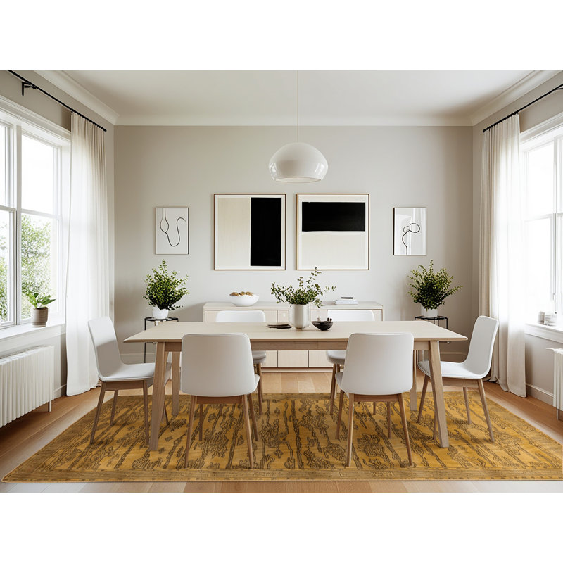 Machine Washable Art Deco Brown Area Rug, Rectangle 7' x 10'