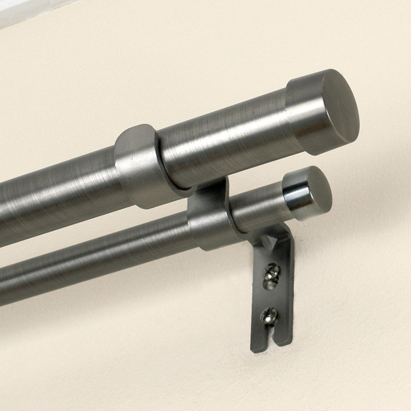 Merrimac Steel Adjustable 120'' to 42'' 1'' Double Curtain Rod, Plated Pewter