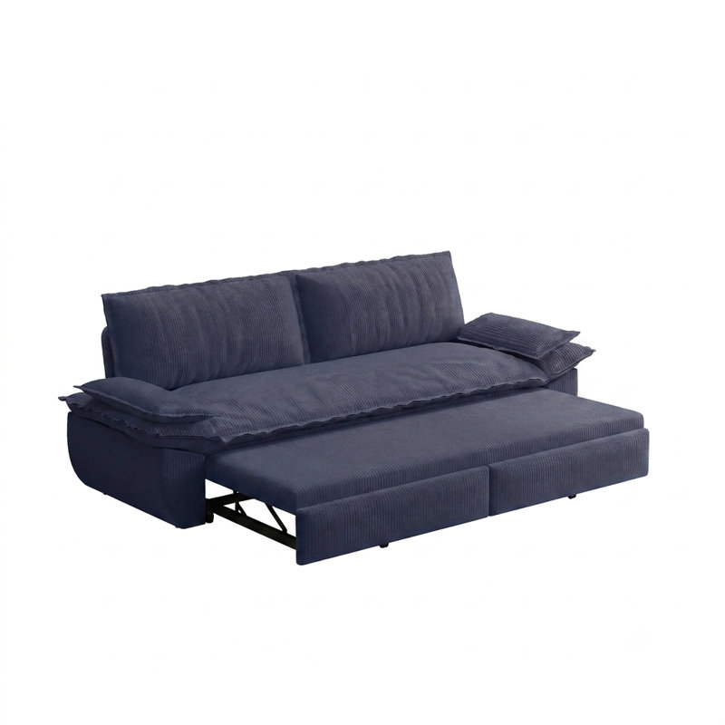 Canapé-lit convertible grand 3-en-1 de 73,2 po - Canapé-lit escamotable moderne avec méridienne, Blue