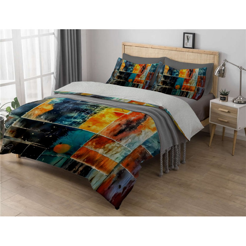Harmony In Chaos Sherpa Comforter Set, Queen