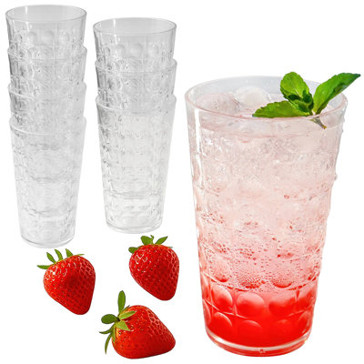 Kate Aspen 19 oz Hobnail Bubble Cups - Clear Acrylic Drinking Glasses Set of 8 - Reusable Tumblers for Cocktails, Iced Coffee, Water - BPA-Free Cups for Kitchen, Patio, or Pool