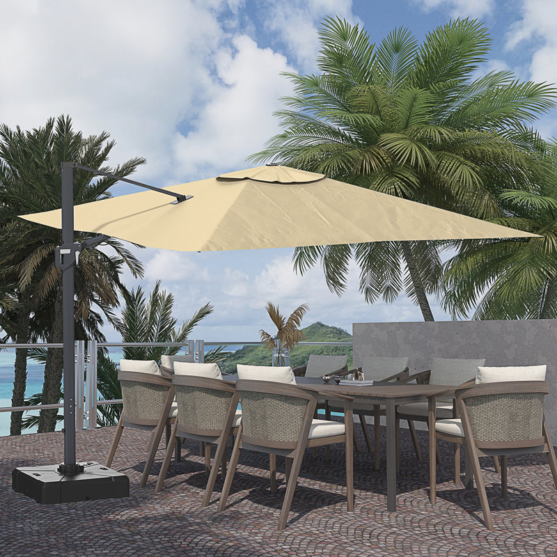 Parasol carré 11 pi en porte-à-faux beige, Beige
