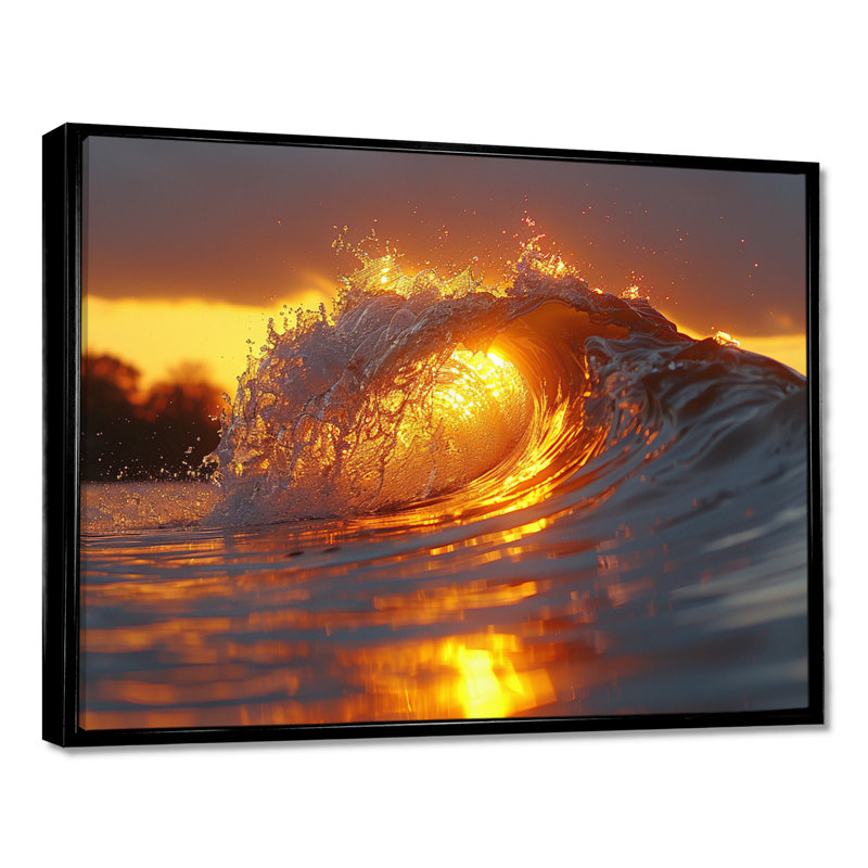 «Rosenblum - Coastal Waves», reproduction d'art murale, Toile avec cadre flottant noir, H 24 po x l 32 po x P 1 po