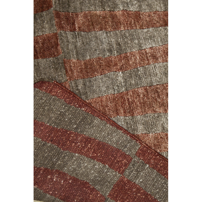 Windsom Striped Area Rug in Black/Rust/Gray