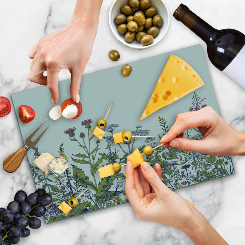 Ambesonne Spring Cutting Board Large Size Thriving Garden Pattern Multicolor