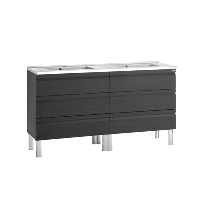 Euripides 47.25 " W Freestanding Standard Free Standing Single Double Vanity Bathroom Vanity With Solid Surface Top