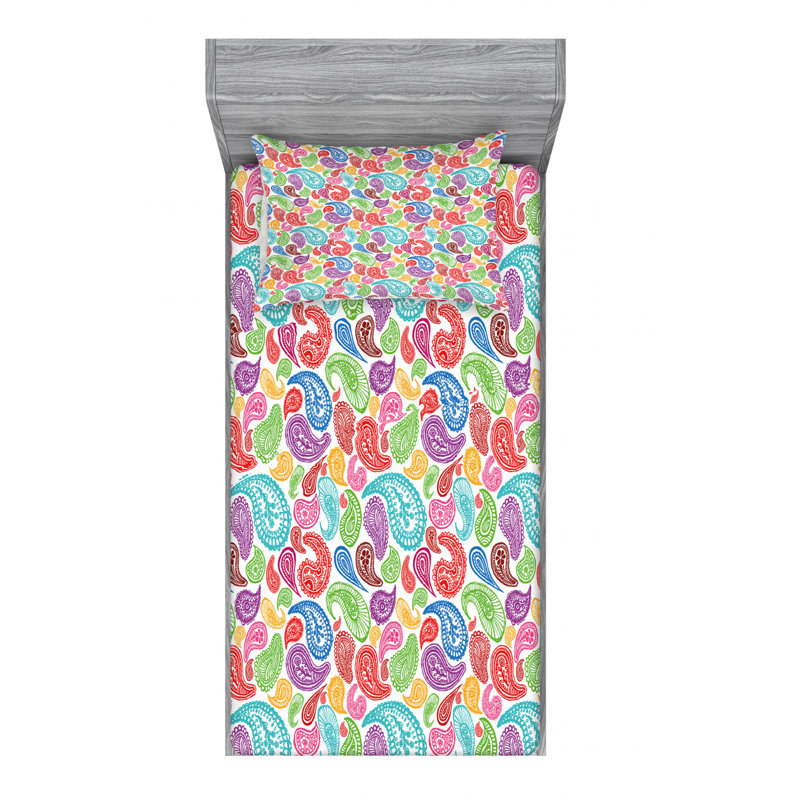 Microfiber Floral Sheet Set, Twin Sheet Set with 1 Pillowcase, Paisley 7