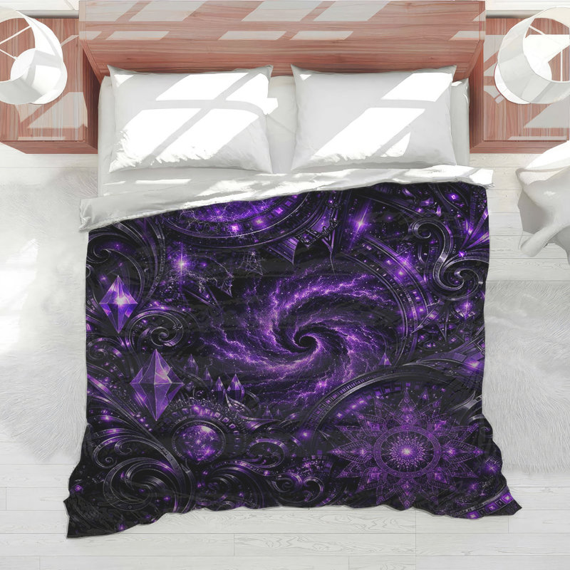Édredon mauve à fractale fractale, Grand lit