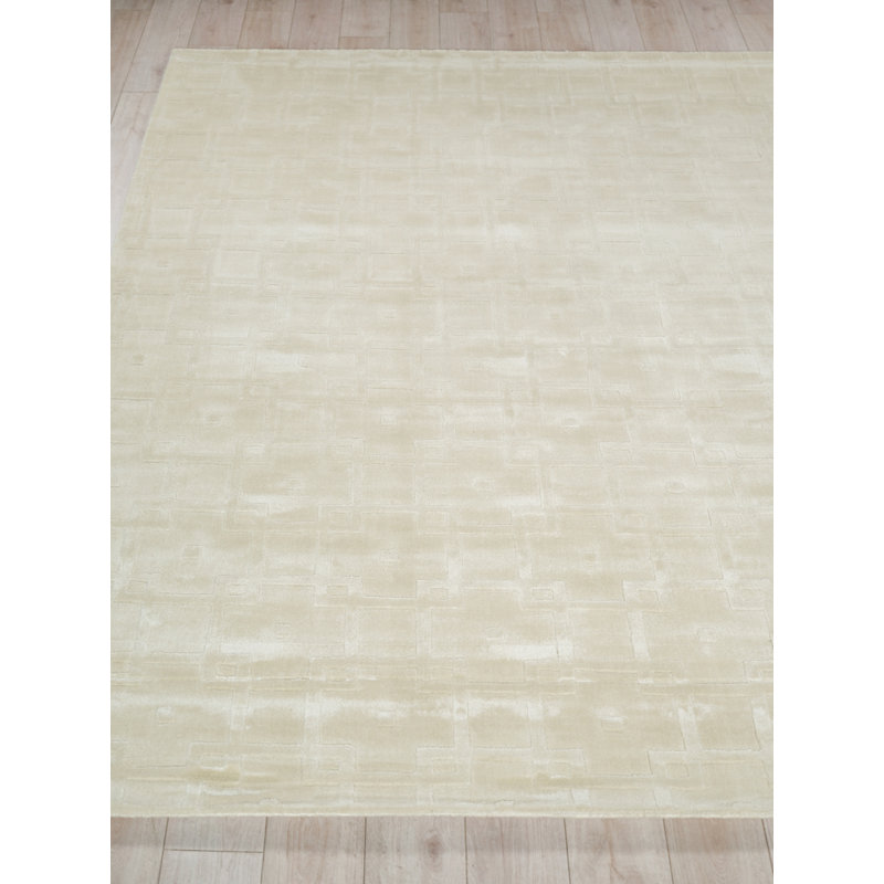Camora Modern Handmade Silky Nylon Beige Area Rug, Rectangle 2' x 3'