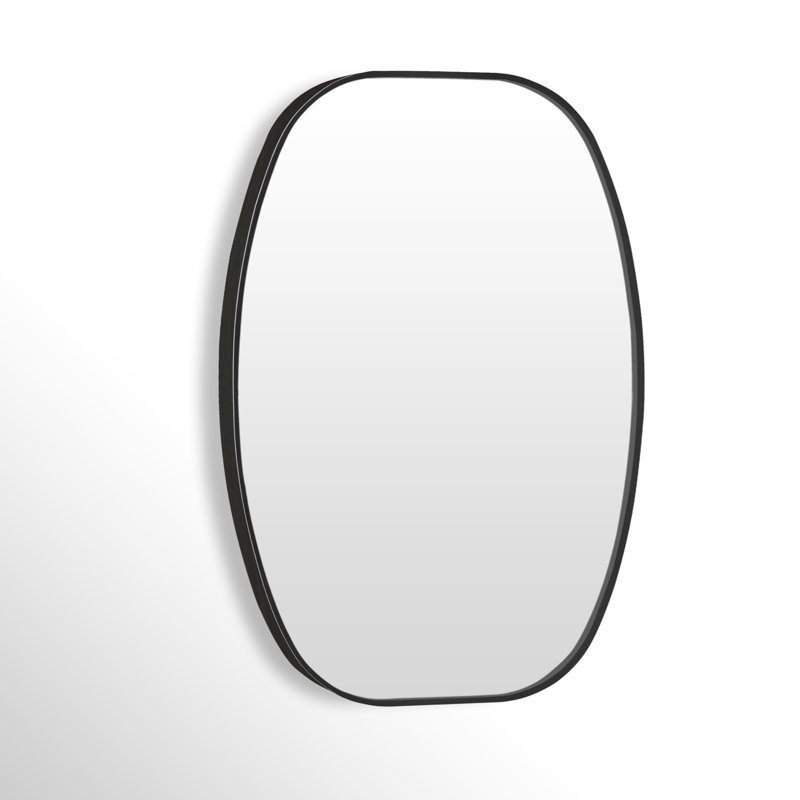 Metal Oval Wall Mirror, Black, 36" x 24"
