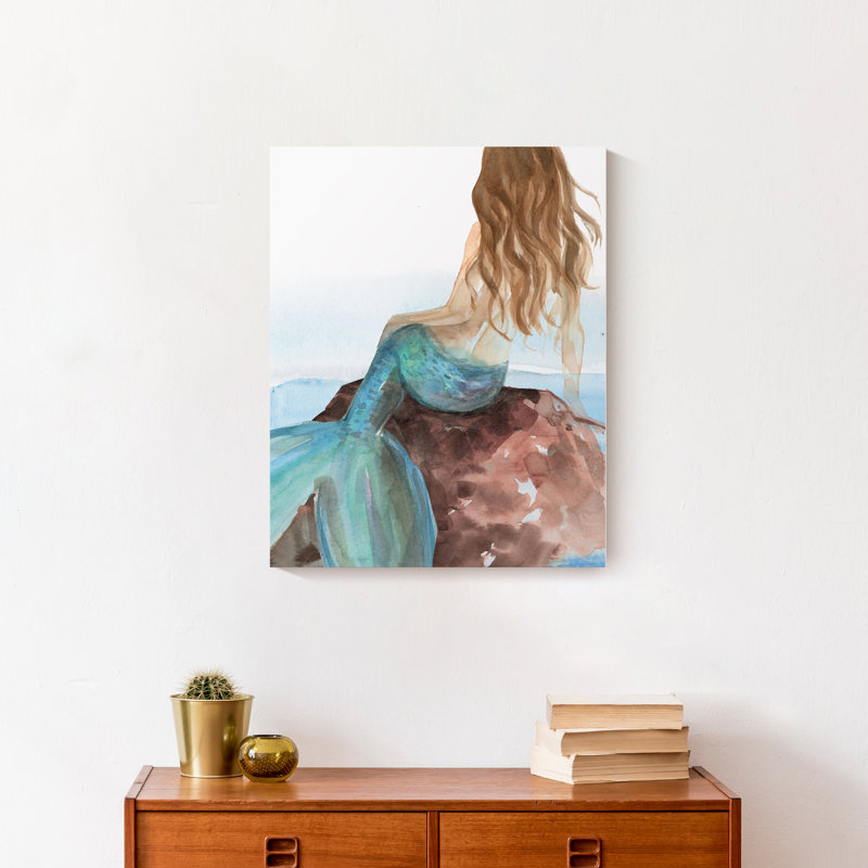 «Mermaid On A Rock On», reproduction sur toile, H 20 po x l 16 po x P 1,25 po