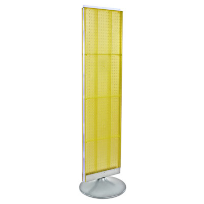 Two-Sided Pegboard Floor Display on a Silver Round Stationary Base: Panel Size: 16"W x 60"H