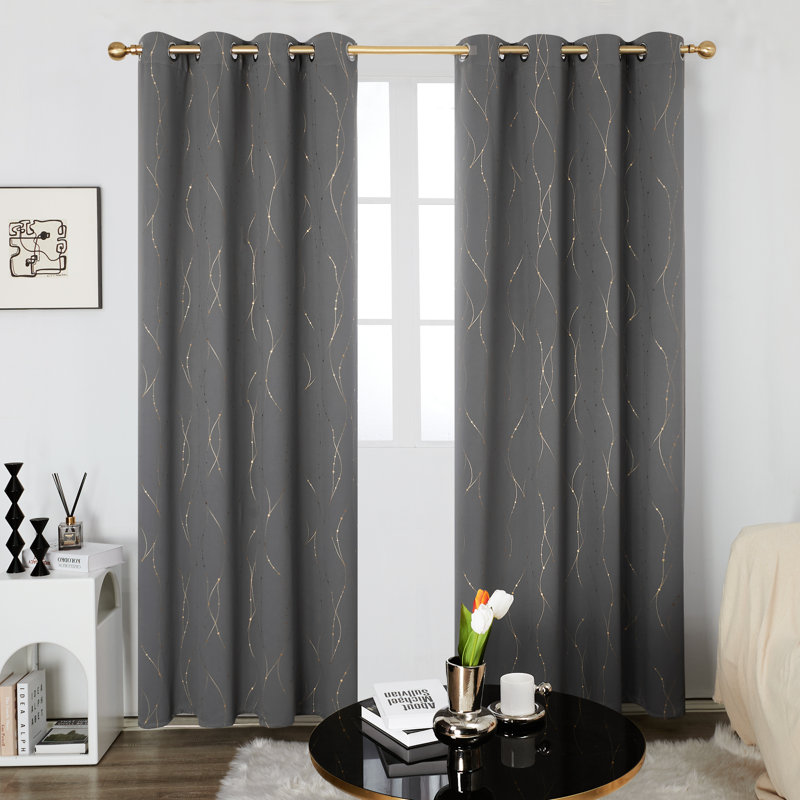 Blackout Curtain Pair, 117cm W x 183cm D, Light Grey