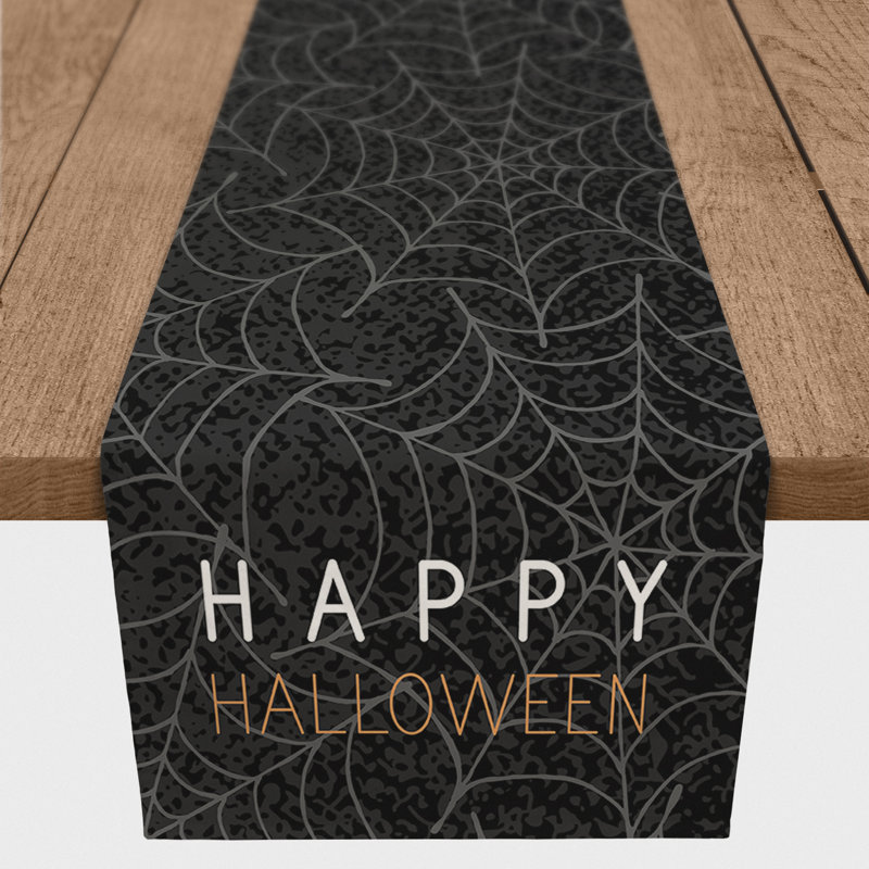 Happy Halloween Spider Webs Table Runner, 90" x 16"